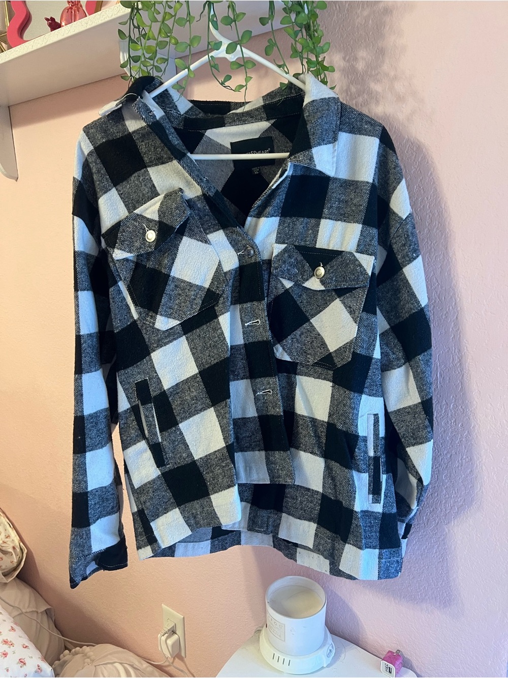 Velvet Heart Black & White Buffalo Plaid Utility Jacket